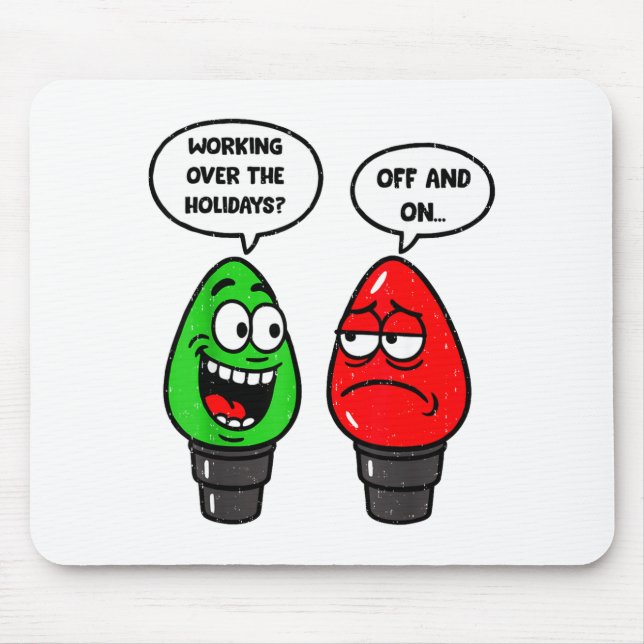 Christmas Lights Joke Light Bulb Working Off On Pu Mouse Mat (Front)