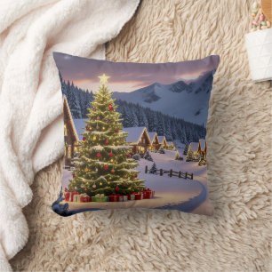 Christmas lights landscape with snow cushion