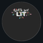 Christmas Lights Let's Get Lit Gift Classic Classic Round Sticker<br><div class="desc">Christmas Lights Let's Get Lit Gift Classic: A festive gift-ready design featuring Christmas lights and humour. Perfect for spreading cheer. Fun,  stylish,  and seasonal.</div>