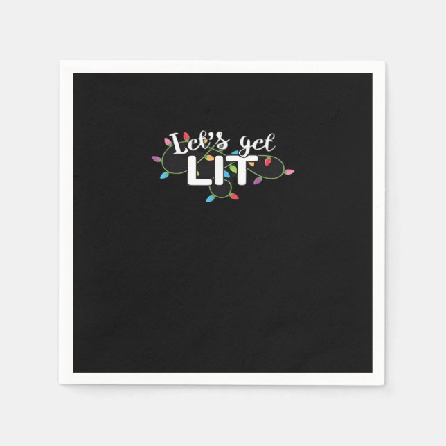 Christmas Lights Let's Get Lit Gift Classic Napkin (Front)
