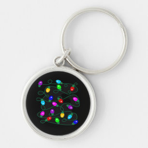 Christmas Lights -Let's Get Lit Lights- Merry & Br Key Ring