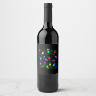 Christmas Lights -Let's Get Lit Lights- Merry & Br Wine Label
