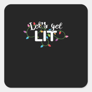 Christmas Lights - Let's Get Lit Square Sticker