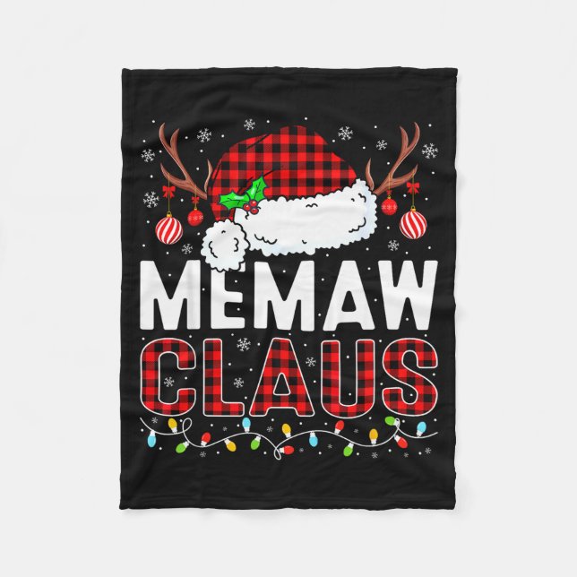 Christmas Lights Memaw Claus Family Matching Xmas  Fleece Blanket (Front)
