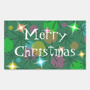 Christmas Lights Merry Christmas sticker rectangle