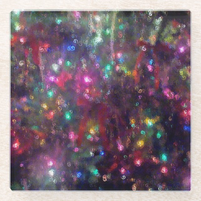 Christmas Lights Modern Beverage Glass Coaster (Front)