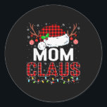 Christmas Lights Mom Claus Family Matching Xmas Pa Classic Round Sticker<br><div class="desc">Christmas Lights Mom Claus Family Matching Xmas Pajama</div>