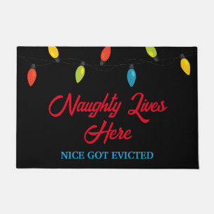 Christmas Lights Naughty and Nice Doormat