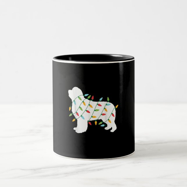 Christmas Lights Newfoundland Dog Lovers Two-Tone Coffee Mug (Center)
