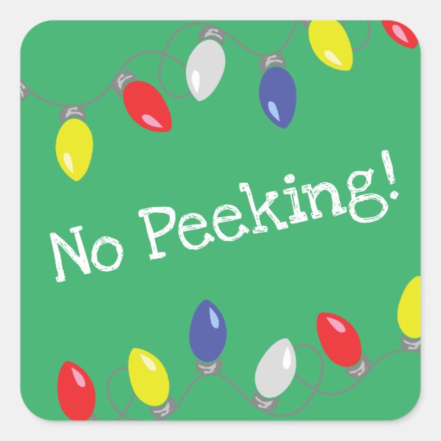 Christmas Lights No Peeking Kids Gift Square Sticker (Front)