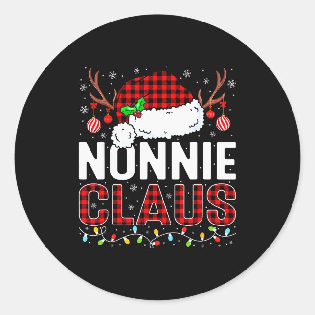 Christmas Lights Nonnie Claus Family Matching Xmas Classic Round Sticker (Front)