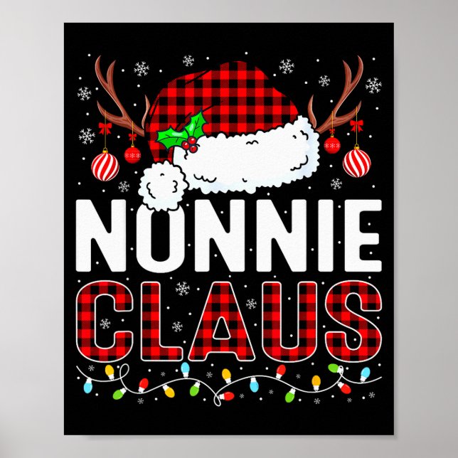 Christmas Lights Nonnie Claus Family Matching Xmas Poster (Front)