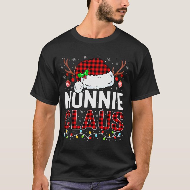 Christmas Lights Nonnie Claus Family Matching Xmas T-Shirt (Front)