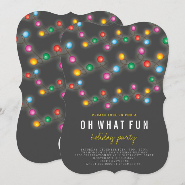 Christmas Lights Oh What Fun Holiday Party Invite (Front/Back)
