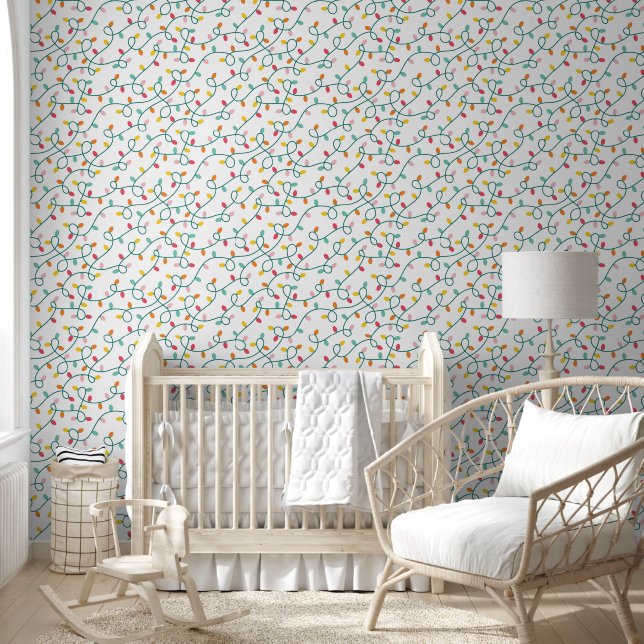 Christmas Lights on White Background Wallpaper (Kids)