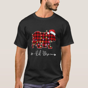 Christmas Lights Pajama Matching Red Plaid Lil Bro T-Shirt