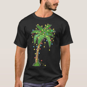 Christmas Lights Palm Tree Beach Funny Tropical Xm T-Shirt