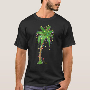 Christmas Lights Palm Tree Beach Funny Tropical Xm T-Shirt