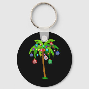Christmas Lights Palm Tree Fun Hawaii Beach Tropic Key Ring