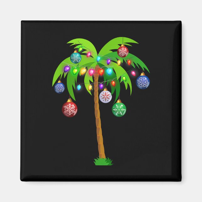 Christmas Lights Palm Tree Fun Hawaii Beach Tropic Magnet (Front)