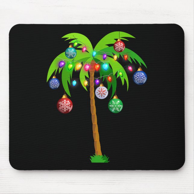 Christmas Lights Palm Tree Fun Hawaii Beach Tropic Mouse Mat (Front)