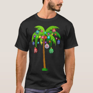 Christmas Lights Palm Tree Fun Hawaii Beach Tropic T-Shirt