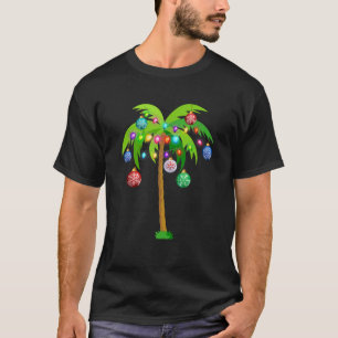 Christmas Lights Palm Tree Funny Hawaii Beach Trop T-Shirt