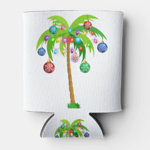 Christmas lights palm tree hawaii beach tropical x can cooler