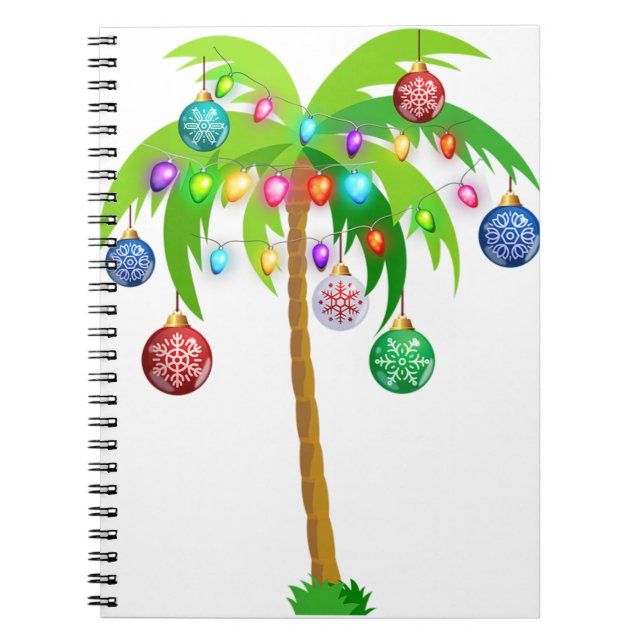 Christmas lights palm tree hawaii beach tropical x notebook (Front)