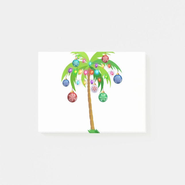 Christmas lights palm tree hawaii beach tropical x post-it notes (Front)