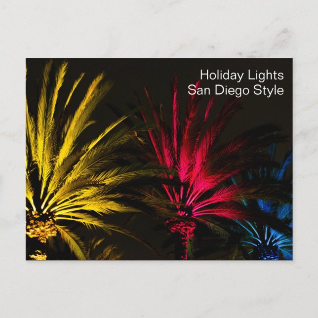Christmas Lights Palm Tree Holiday San Diego Postcard (Front)