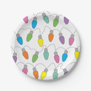 Christmas lights paper plate