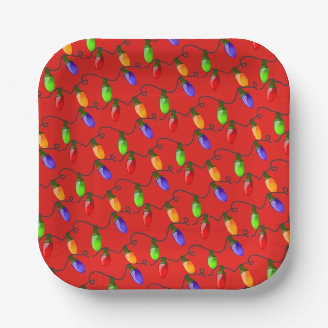 Christmas Lights Paper Plates (Front)