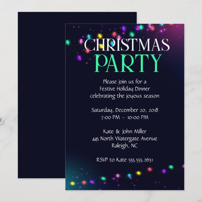 Christmas Lights Party Invitation (Front/Back)
