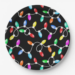 Christmas Lights Pattern Paper Plate