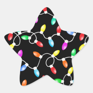 Christmas Lights Pattern Star Sticker