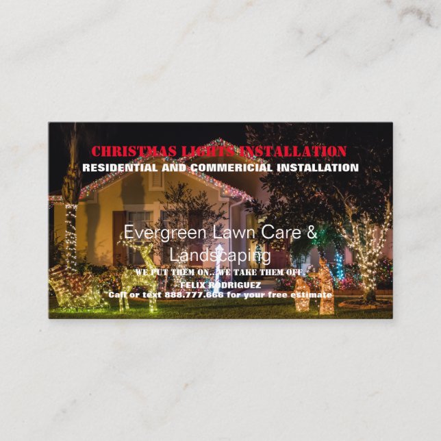 Christmas Lights Photo Installation Business Card (Front)
