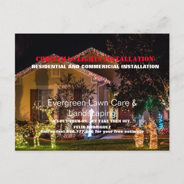 Christmas Lights Photo Installation Business Postcard (Front)
