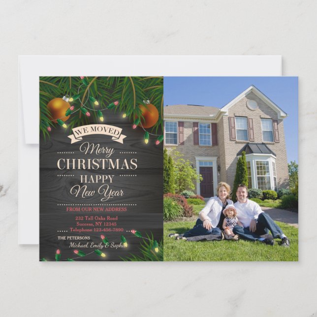 Christmas Lights Photo Moving Announcement (Front)