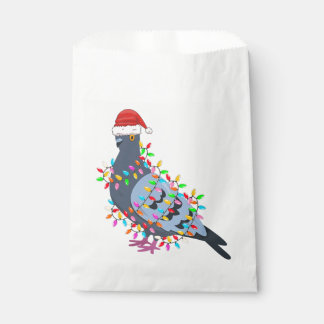 Christmas Lights Pigeon Wearing Xmas Hat - Pigeon  Favour Bags