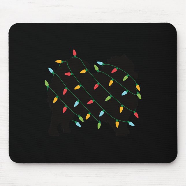 Christmas Lights Pomeranian  Cute Gift for Dog Lov Mouse Mat (Front)