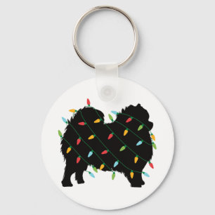 Christmas Lights Pomeranian Cute Gift For Dog Love Key Ring