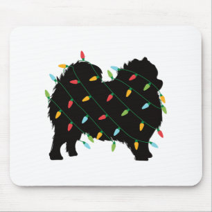 Christmas Lights Pomeranian Cute Gift For Dog Love Mouse Mat