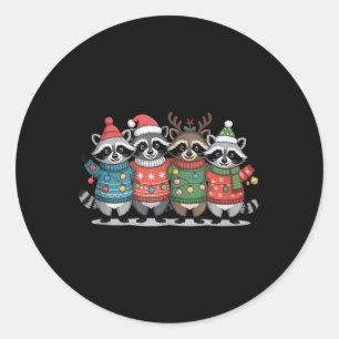 Christmas Lights Raccoon Santa Funny Xmas Tree For Classic Round Sticker