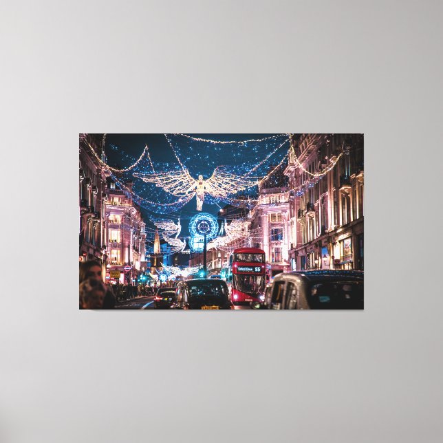 CHRISTMAS LIGHTS - REGENT STREET, LONDON, UK CANVAS PRINT (Front)