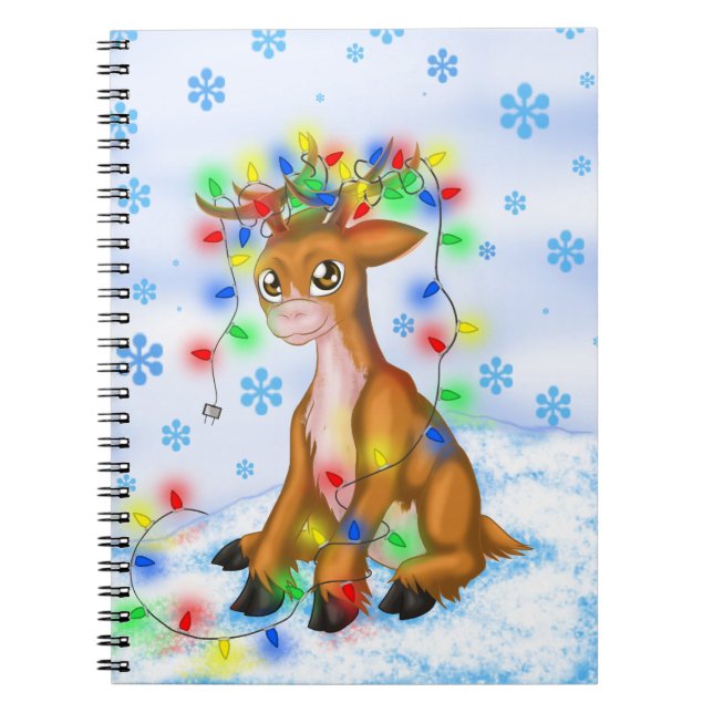 Christmas Lights Reindeer Notebook (Front)