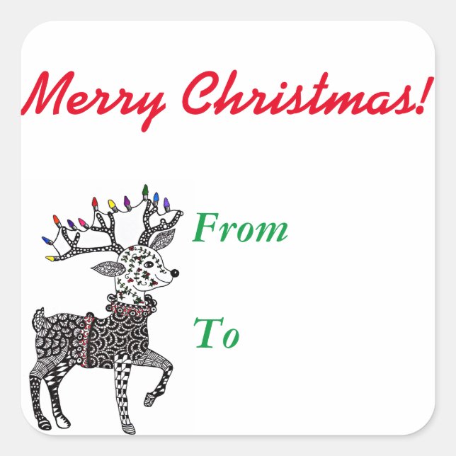 Christmas Lights Reindeer Stickers (Front)