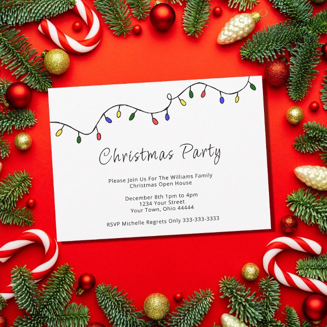 Christmas Lights Retro Holiday Party   Invitation (Creator Uploaded)