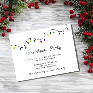 Christmas Lights Retro Holiday Party Invitation Postcard