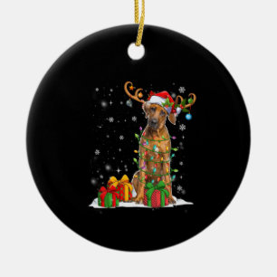 Christmas Lights Rhodesian Ridgeback Dog Ceramic Tree Decoration